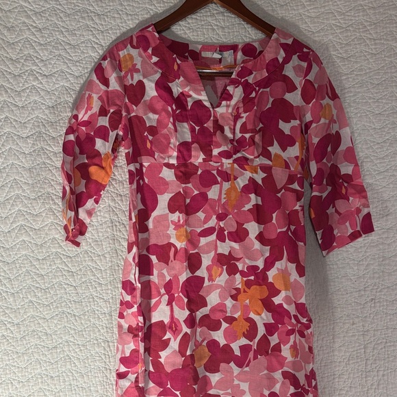 Boden Dresses & Skirts - Boden Vibrant Pink and Orange Floral Dress 100% Linen